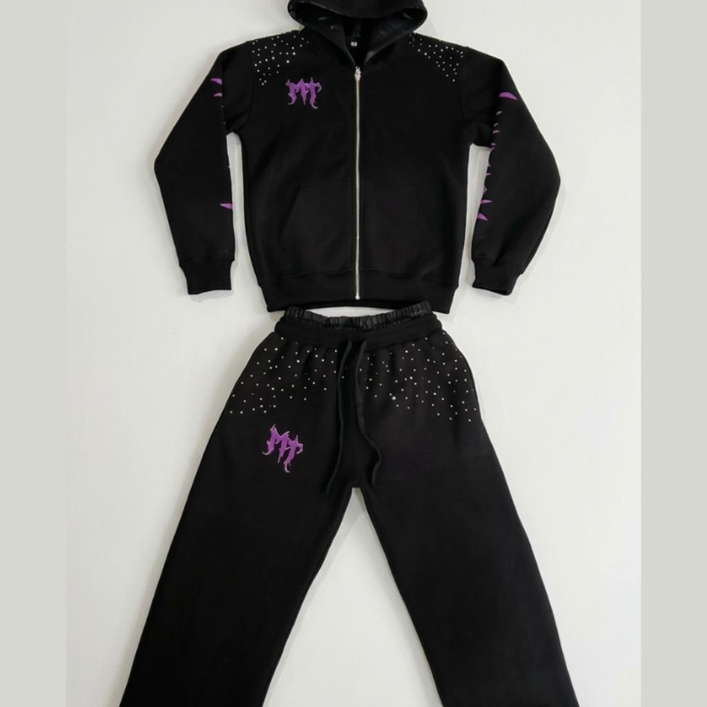 MT Rhinestones Double Waist Sweatpants!