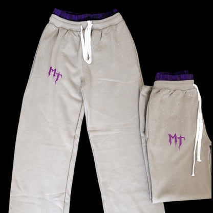 MT Rhinestones Double Waist Sweatpants!